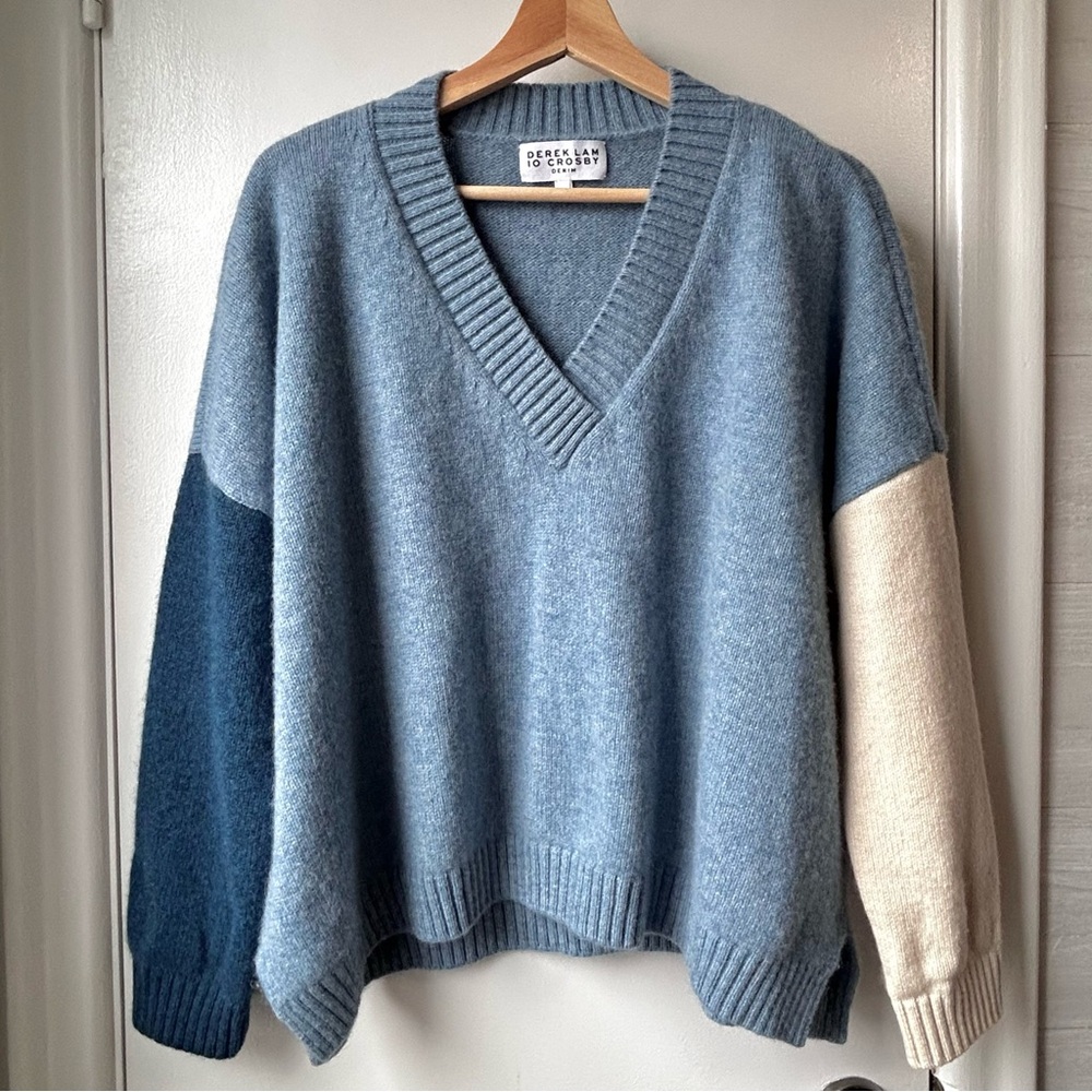 Derek Lam Wool Colour Blocked Sweater Blue